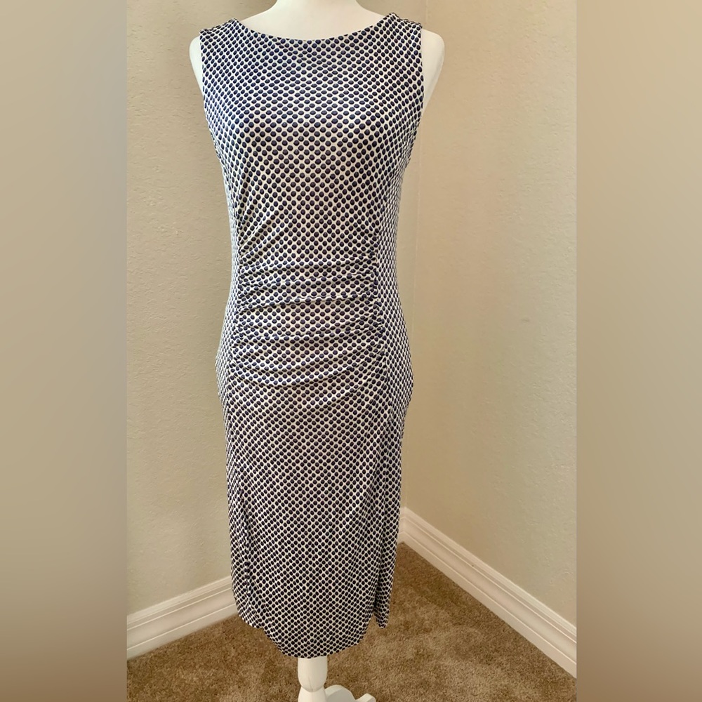 Women’s Tory Burch Silk Sleeveless Navy Polka Dot Dress Size Medium